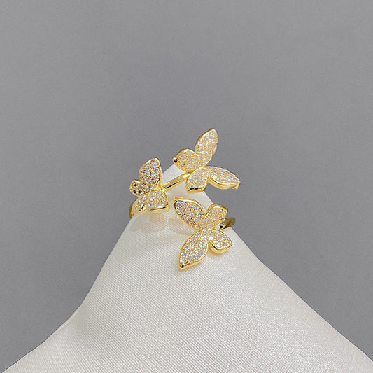 Butterfly Ring Female Niche Diamond Temperament Ring