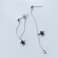 Blue diamond five-pointed star sweet back-hanging earrings