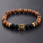 Owl frosted stone lifeline wood grain bracelet