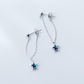 Blue diamond five-pointed star sweet back-hanging earrings