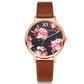 High Quality Fashion Leather Strap Rose Gold Women Watch